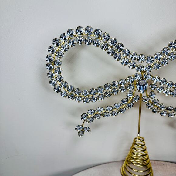 NEW Cupcakes and Cashmere Crystal Bow Tree Topper Gold Glam Holiday Decor NWT - Picture 8 of 11